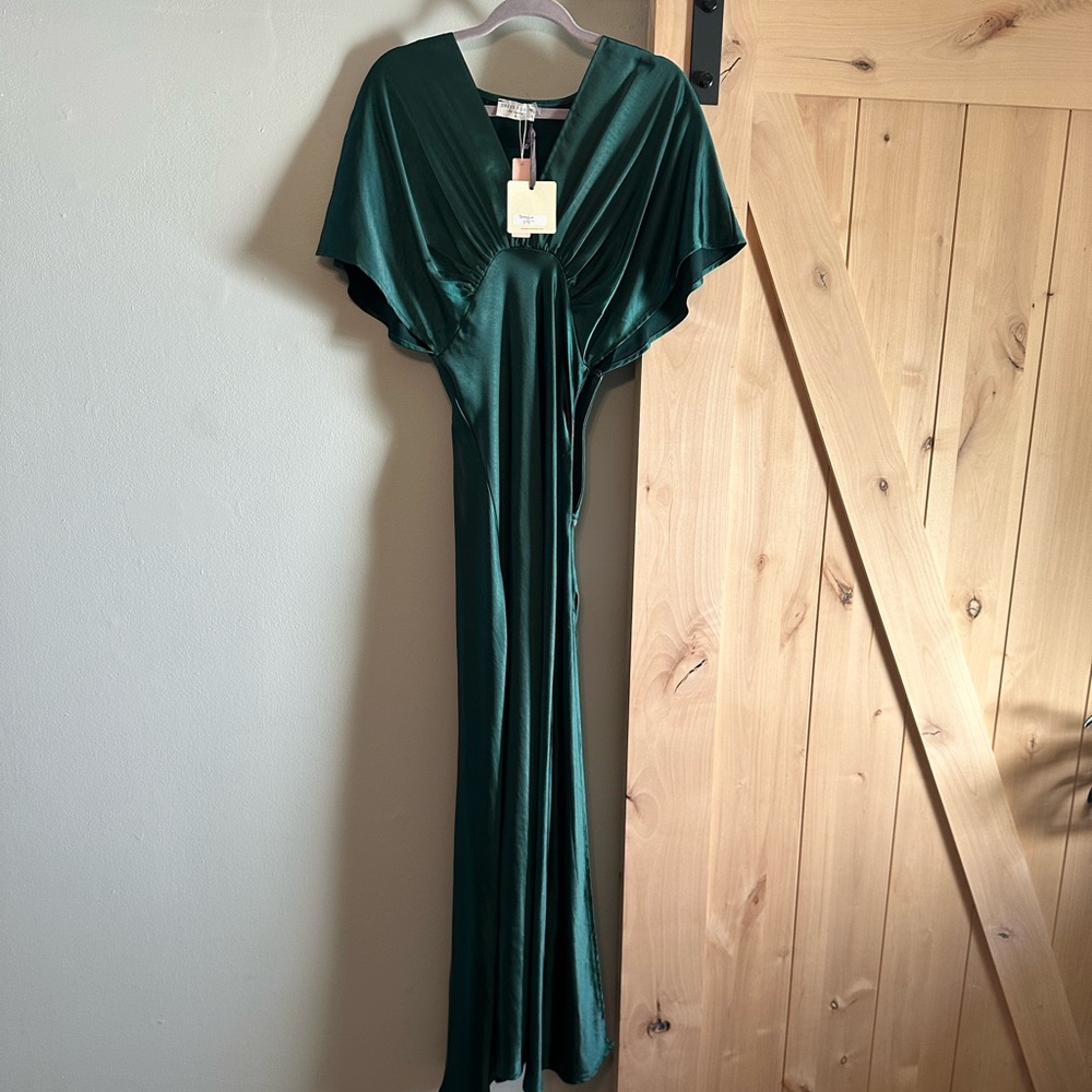 Dress Forum by Angeles Emerald Green Silk Dress Size Small